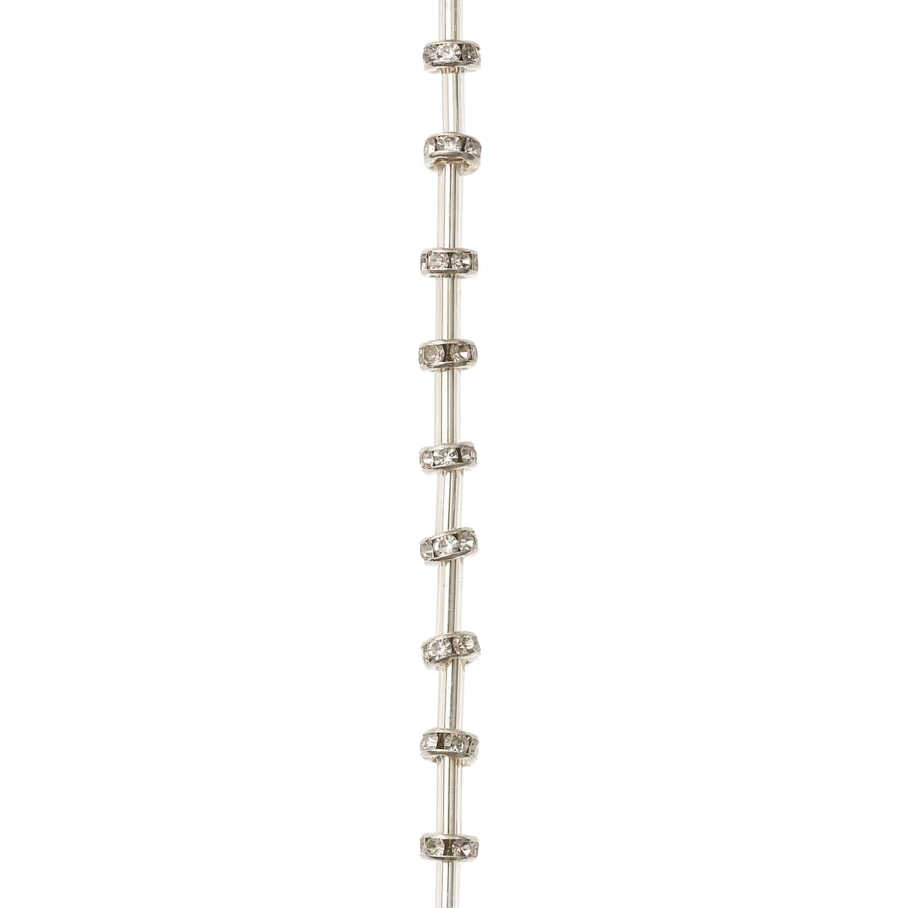 9 Packs: 19 ct. (171 total) Silver Rhinestone Studded Rondel Beads, 4mm by Bead Landing™